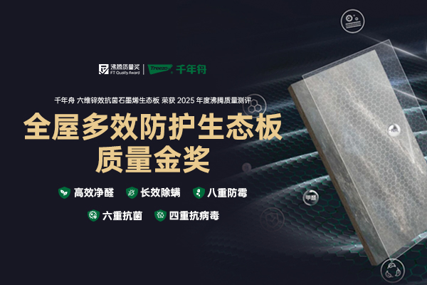千年舟石墨烯生态板斩获沸腾质量测评 “全屋多效防护生态板质量金奖”