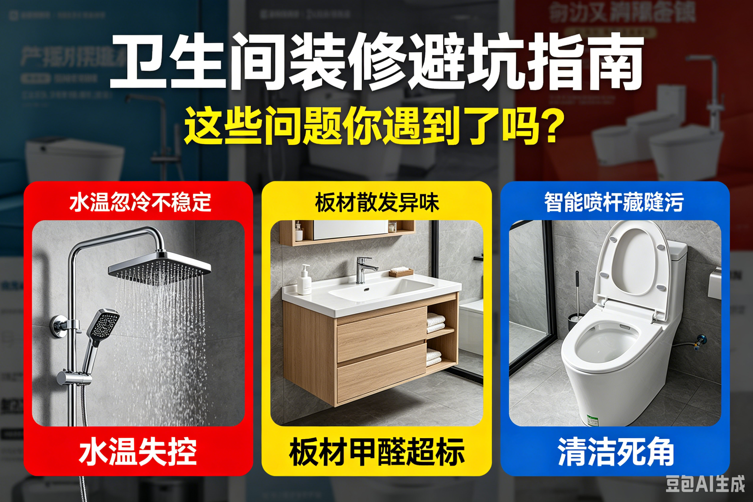 卫生间装修三大件怎么选不踩坑？沸腾质量测评：从3大功能区，教你选对不踩雷