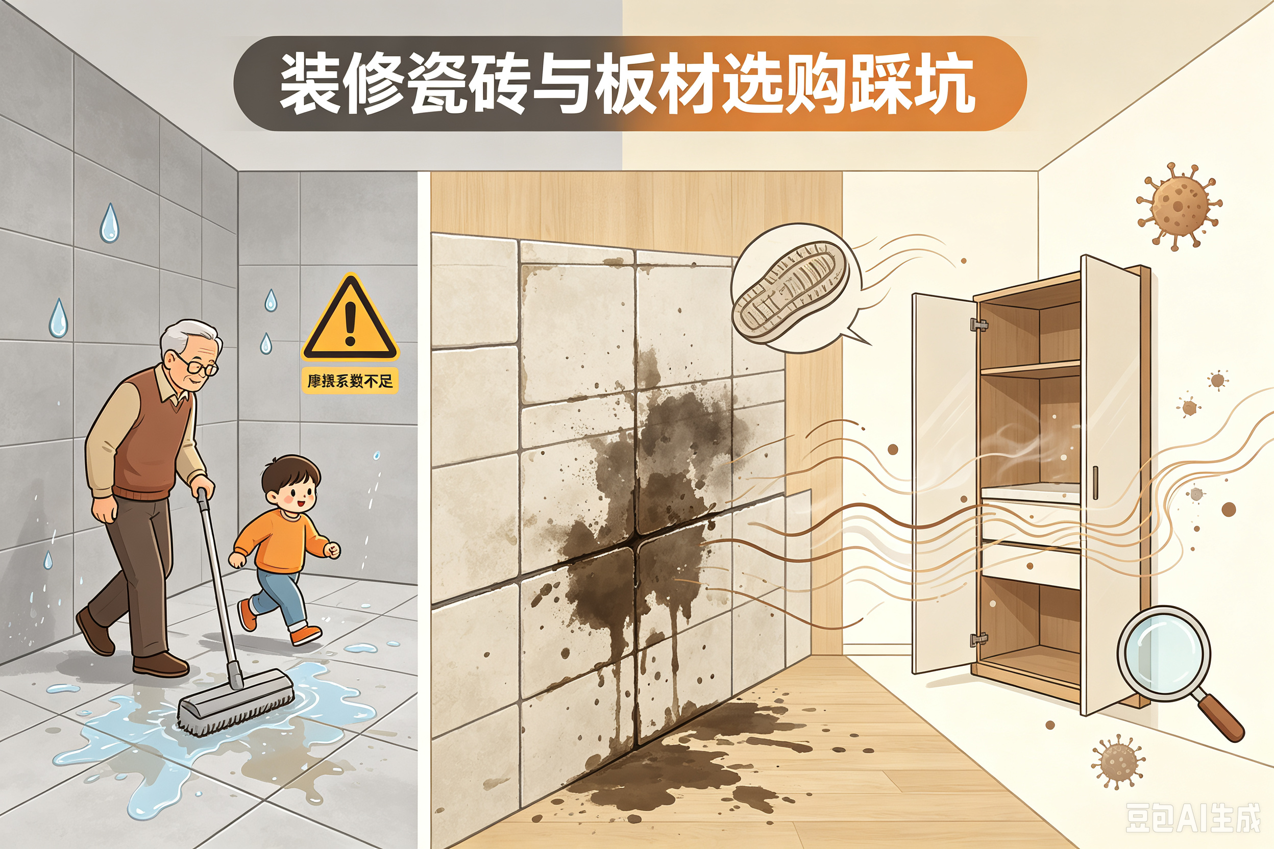 家装地面和板材到底怎么挑？我们测了防滑瓷砖和健康板材，数据给你看